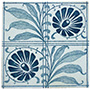 Quartered Blue Flowers and Leaves Tile